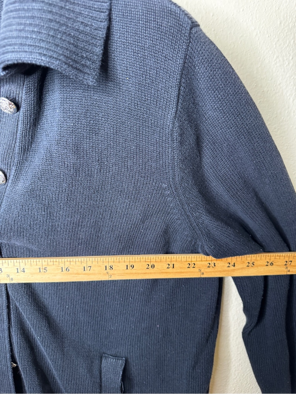 Lauren Ralph Lauren Womens 2X Black Cotton Cardigan Sweater Crest Buttons Collar - Picture 5 of 6